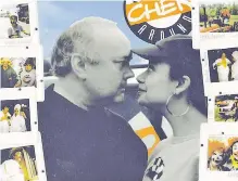  ?? CHEK NEWS ?? Left: An old photo shows Tupper going nose to nose with Michaela Pereira in front of the CHEK Around logo. Pereira now hosts her own show on the CNN spinoff HLN.