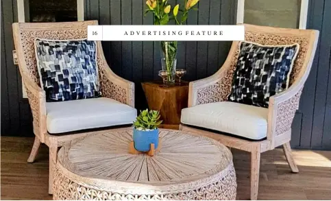  ??  ?? ABOVE: Plantation coffee table, $489, Plantation Arm Chair, $489. BELOW RIGHT: Kuranda three-seater sofa, $1499. All available from Vast Ballina.