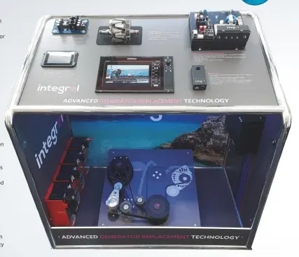  ??  ?? The Integrel system includes the 9kw alternator, a system controller, a 48V battery sensor, a battery charger, a large battery bank and a touch screen interface