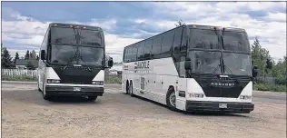  ?? FACEBOOK PHOTO ?? These two charter buses that were full of RCMP officers are currently in Happy Valley-goose Bay.