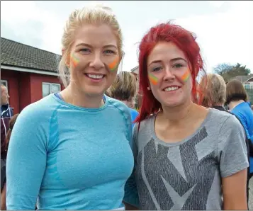  ??  ?? Bridget McDonald and Shauna Odham who were taking part in the Blue Run at Scoil Mhuire Coolcotts on Sunday morning.