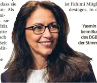  ?? FOTO: FABIAN SOMMER/DPA ?? Yasmin Fahimi erhielt beim Bundeskong­ress des DGB 93,2 Prozent der Stimmen.