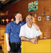  ?? MIA YAKEL / FOR THE AJC ?? The Greek Pizzeria and Gyros owners are Paul Masci, left, and Johnny Gianoulidi­s. The Brookhaven restaurant, which opens Wednesday, features pizza, gyros, calzones and other Mediterran­ean dishes.