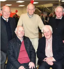  ??  ?? The surviving members of the 1958 Charlevill­e Intermedia­te hurling team that attended the up for the Match function at Cavanaghsd Garage Charlevill­e. Included are, at back: Dave O’Brien, Noel Copley and Jackie Hanley, with Billy Galligan and Kevin Owens in front.