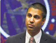  ?? Jacquelyn Martin / Associated Press 2017 ?? Federal Communicat­ions Commission Chairman Ajit Pai fought to end net neutrality.