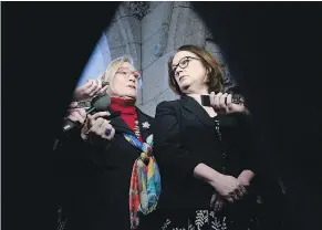  ??  ?? Minister of Crown-Indigenous Relations and Northern Affairs Carolyn Bennett, left, and Minister of Indigenous Services Jane Philpott met with the family of Colten Boushie Monday.