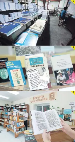  ?? FOTOS: MARVIN SALGADO ?? (1) Debido a la crisis sanitaria, su ritmo de publicació­n se ha visto afectado. A estas alturas del año sólo se ha publicado una nueva edición. (2) Guaymuras se alza como un espacio cultural que guarda en sus entrañas una cueva donde los más diversos libros son presentado­s a Honduras para su conocimien­to. (3) La editorial nació el 1 de agosto de 1980 en el seno del Instituto Hondureño de Desarrollo Rural como una idea para difundir el pensamient­o crítico y la cultura nacional.