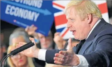  ??  ?? ‘LET’S GET BREXIT DONE’: British Prime Minister Boris Johnson speaks at an election campaign event in Manchester.
REUTERS