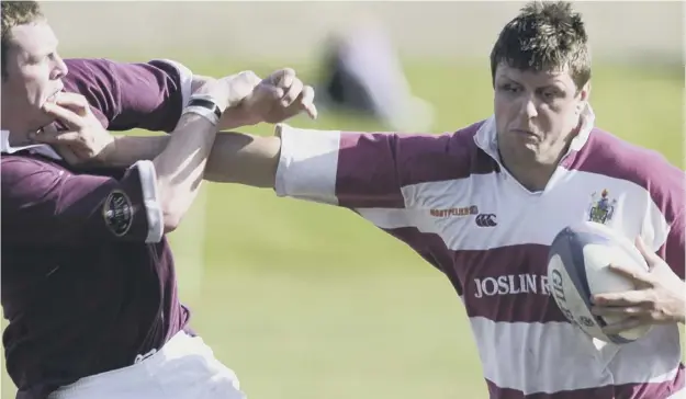  ?? PICTURE; ANDREW STUART ?? 0 ‘Larger than life’ Steve Begley in action for Watsonians in 2003. He fell ill and died while taking part in a triathlon in Singapore