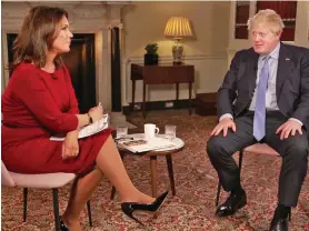  ?? ?? Grilling: Miss Reid interviews Mr Johnson in Downing Street