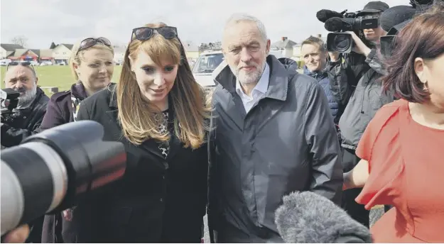  ?? PICTURE: BEN BIRCHALL/PA ?? 0 Labour leader Jeremy Corbyn – with Shadow education secretary Angela Rayner – was at the centre of media attention in Swindon yesterday