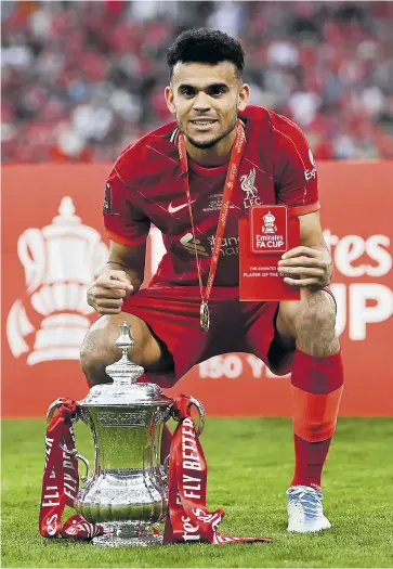  ?? CORTESÍA LIVERPOOL ?? Luis Díaz fue escogido como el mejor jugador en la final de la FA Cup inglesa.