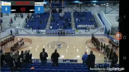  ??  ?? An announcer for a live stream of an Oklahoma girls high school basketball game cursed and called one team by a racial epithet as the players kneeled during the national anthem. Photograph: Twitter