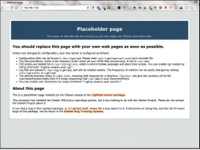  ??  ?? The Debian lighttpd placeholde­r page shows that you have installed the web server correctly, but you’ll want to disable it as it makes your site look unloved.