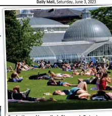  ?? ?? Sunbathers: Above (l-r), Glasgow’s Botanic Gardens, Ayrshire horses and Irvine beach