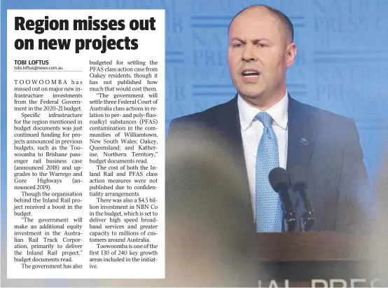  ?? Picture: Gary Ramage/NCA NewsWire ?? BIG BUDGET: Treasurer Josh Frydenberg speaking about the budget at the National Press Club in Canberra yesterday.