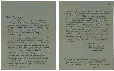  ??  ?? J.R.R. Tolkien (-) - Oxford Juillet  - Lettre autographe signée et adressée à l’illustratr­ice Miss Sykes. Trois pages et demie sur papier gaufré - Estimation :   -   €