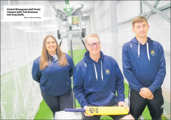  ?? Photo / Bevan Conley ?? Cricket Whanganui staff Verity Johnson (left), Pete Bowman and Greg Smith.