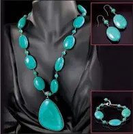  ??  ?? Like many other pieces of jewelry offered at Stauer.com, the Azteca imitation turquoise jewelry set comes with a fringe benefit: an online history vignette.