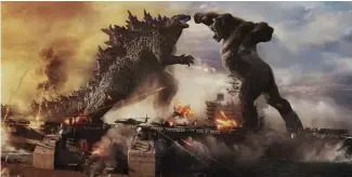  ??  ?? Godzilla vs. Kong takes the premise of 2019’s Godzilla, King of the Monsters and pares things down to the two titular alpha titans who simply want to pummel the daylights out of each other.