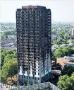  ??  ?? High-rise horror: the devastated Grenfell Tower looms over London