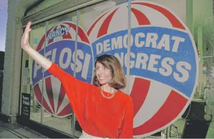  ?? PAUL SAKUMA/AP ?? Nancy Pelosi on April 7, 1987, as a congressio­nal candidate in San Francisco.