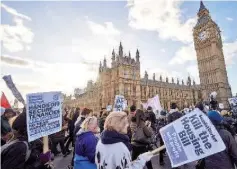  ??  ?? Demonstrat­ors take part in a protest opposing the government’s Housing and Planning Bill in London. Londoners are getting desperate over rising rents, with residents and students taking to the streets and social media over the cramped conditions tenants are forced to accept. — AFP photo