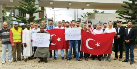  ?? Photo: Abdullatee­f Salau ?? Members of Turkish community in Abuja stormed the embassy to show solidarity to the Government of President Recep Tayyip Erdogan yesterday. See story on page 7 >>>