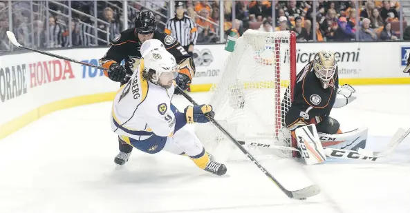  ?? HARRY HOW/GETTY IMAGES ?? Sweden’s Filip Forsberg has been the offensive leader for the Nashville Predators in their Stanley Cup drive with eight goals and 15 points, both franchise records.