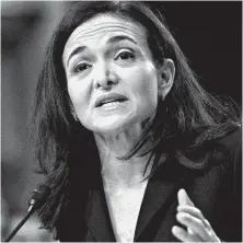  ?? Andrew Harrer / Bloomberg ?? Sheryl Sandberg, chief operating officer of Facebook, told the Senate that the company “will continue to fight” intrusion efforts.