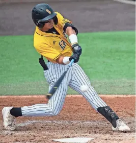  ?? JAKE CRANDALL/MONTGOMERY (ALA.) ADVERTISER ?? Southern Miss’ Nick Monistere swings at the ball against Penn on Monday in Auburn, Ala.