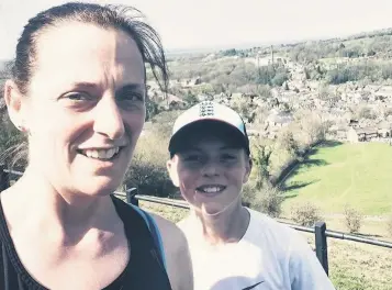  ??  ?? Finley Foote and mum Sarah on one of their runs.