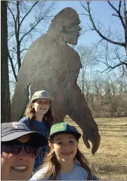  ?? COURTESY OF AMBER HERB ?? Amber Herb and her sons Wyatt, 11, and Walden, 7, were among the folks able to capture the Berks County Parks and Recreation Department’s Bigfoot along a Berks trail this spring.