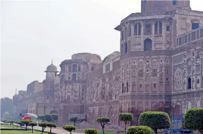  ?? AFP ?? A view of the Mughal-era Lahore fort in Lahore. The foundation­s of the modern fort date back to 1566 during the reign of Emperor Akbar—