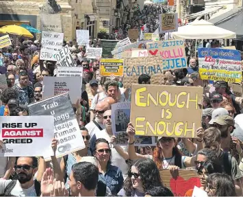  ?? ?? Crowds in Valletta protesting against overdevelo­pment last year. FILE PHOTO: TIMES OF MALTA