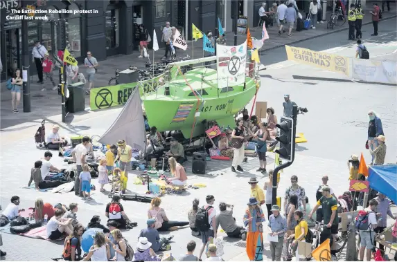  ??  ?? > The Extinction Rebellion protest in Cardiff last week