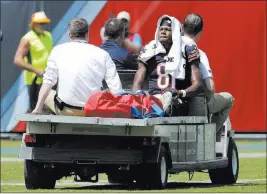  ?? Mark Zaleski ?? The Associated Press Bears wide receiver Cameron Meredith is carted off the Nissan Stadium field Sunday after suffering a first-quarter knee injury in Chicago’s 19-7 win over the Titans.