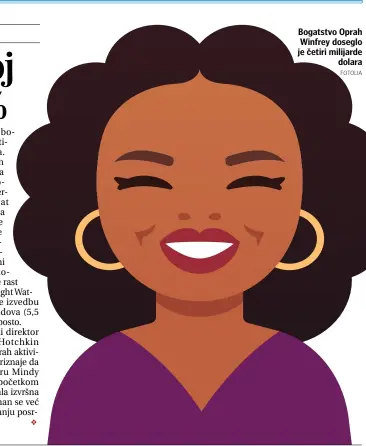  ?? FOTOLIA ?? Bogatstvo Oprah Winfrey doseglo je četiri milijarde dolara