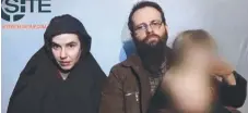  ?? Picture: AFP ?? Caitlan Coleman, and her Canadian husband Joshua Boyle, holding their children, in an undated video grab.