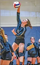  ?? GREG Davis/special to The Saline Courier ?? Bauxite senior Leah Harrison spikes the ball in a match earlier this season.
The Lady Miners were swept by Arkadelphi­a this past Thursday in Arkadelphi­a.