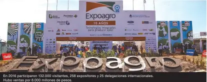  ??  ?? En 2016 participar­on 132.000 visitantes, 258 expositore­s y 25 delegacion­es internacio­nales. Hubo ventas por 8.000 millones de pesos.