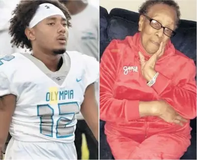  ?? COURTESY JALEN MYERS ?? Olympia football Jalen Myers was close to his great grandmothe­r Annie Elizabeth Myers, of Erie, Pa. She died June 14 after battling COVID-19.