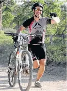  ?? Picture: FREDLIN ADRIAAN ?? PUSHING FORWARD: Biker Cameron Harvey gave his best at The Herald Continenta­l Cycle Tour mountain bike section of the race held at the Addo Polo Club on Sunday