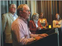  ?? BRIDGET BENNETT / THE NEW YORK TIMES ?? Michael Bloomberg, a billionair­e and former mayor of New York, speaks Sunday in Las Vegas at a fundraisin­g brunch for Steve Sisolak, left, the Democratic nominee for governor of Nevada. Bloomberg is actively considerin­g a campaign for president as a Democrat in 2020, concluding that it would be his only path to the White House.