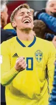  ?? Foto: Witters ?? Geschafft: Emil Forsberg fährt mit den Schweden zur WM.