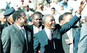  ?? Picture: Gallo Images ?? Thabo Mbeki and Robert Mugabe when both were presidents of their countries. The writer says Mbeki has incorrectl­y claimed Mugabe was a friend of the ANC when documents reveal he was not.