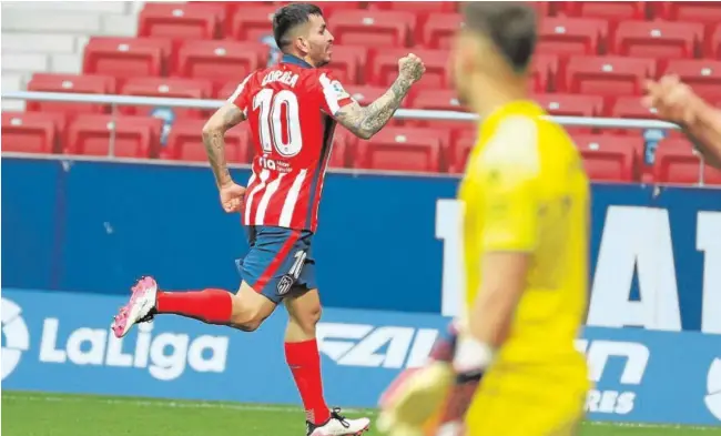  ?? EFE ?? Ángel Correa celebra su gol, con el que el Atlético abrió el marcador en el primer tiempo