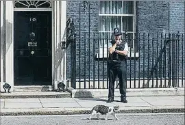  ?? BLOOMBERG ?? El gat Larry passeja davant de casa seva, el 10 de Downing Street