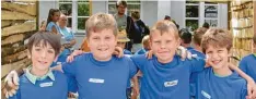  ?? Foto: Jonas Klimm ?? Michael (11), Paul (9), Moritz (10) und Luca (8) sind vom Gersthofer Stadtbausp­iel begeistert und wollen nächstes Jahr wieder mitmachen.