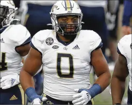  ?? MICHAEL DWYER/AP 2020 ?? Georgia Tech defensive lineman Djimon Brooks has started 12 games in the past two seasons and last season led defensive tackles with 30 tackles.